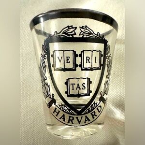 Vintage Harvard University Shot Glass Crest VE RI TAS Sterling Silver Rim RARE